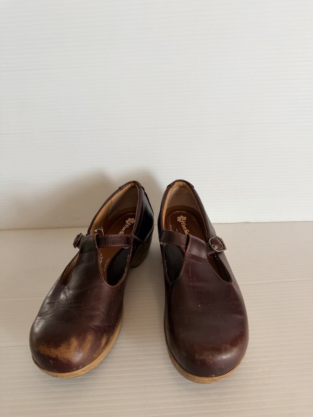 Rocky 4Eursole Sz 38m US 7m Nurse Clogs T Strap Mahogany Leather Maryjane Clogs